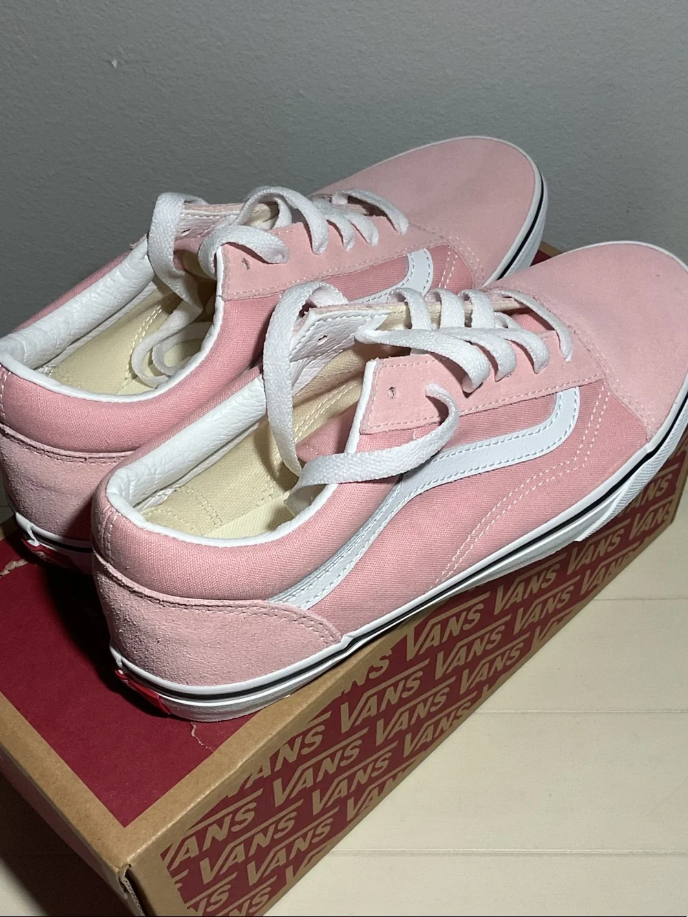 Vans Old Skool Pink and White Suede Sneakers